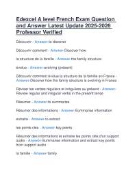Edexcel A-Level French Exam Questions and Answers: Family Structures (2025-2026)