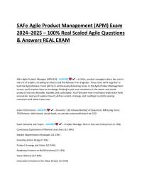 SAFe Agile Product Management (APM) Exam Questions and Answers 2024-2025
