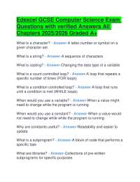 Edexcel GCSE Computer Science Exam Questions with verified Answers All Chapters 2025/2026