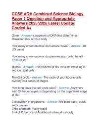 GCSE AQA Combined Science Biology Paper 1: Questions and Answers (2025/2026)