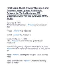 Radiologic Science Final Exam Quick Review: Q&A for Techs