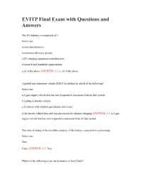 EVITP Final Exam with Questions and Answers