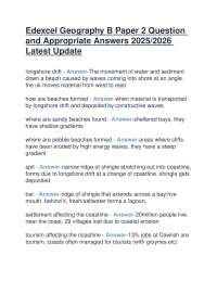 Edexcel Geography B Paper 2 Question and Appropriate Answers 2025/2026 Latest Update