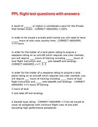 Private Pilot License Exam Questions and Answers