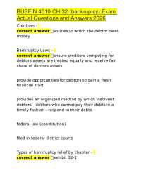 Bankruptcy Law Exam Questions and Answers