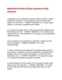 Backflow Prevention Exam Questions and Answers