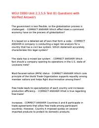 Global Business Test Questions and Answers