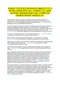 BCBA Exam Questions and Verified Answers