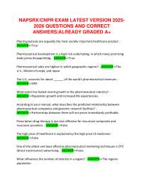 NAPSRX/CNPR Exam Questions and Answers 2025-2026: Pharmaceutical Sales