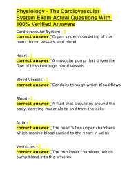 Cardiovascular System Physiology: Exam Questions and Answers