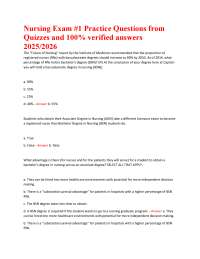 Nursing Exam 1 Practice Questions and Answers 2025/2026
