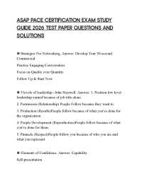 ASAP PACE CERTIFICATION EXAM STUDY GUIDE 2026 TEST PAPER QUESTIONS AND SOLUTIONS