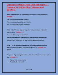 Entrepreneurship 101 Final Exam Q&A