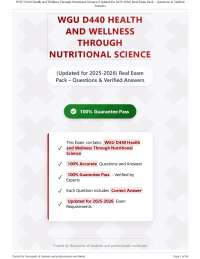 WGU D440 Health and Wellness Through Nutritional Science (Updated for 2025-2026) Real Exam