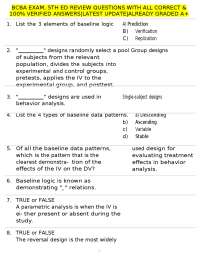 BCBA Exam 5th Edition Review Questions and Answers