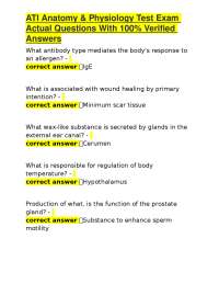 Anatomy & Physiology Exam Questions with Verified Answers