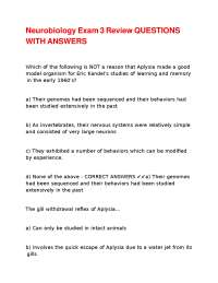 Neurobiology Exam Questions and Answers