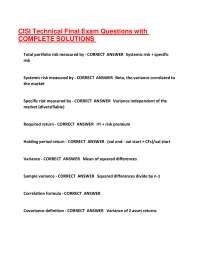CISI Technical Final Exam Questions and Solutions