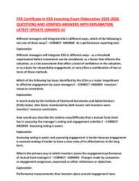 CFA ESG Investing Exam Questions and Answers 2025-2026