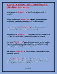 Business 101 Exam #1 - Final Certification Exam