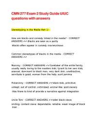 Stereotyping in Media: Exam Study Guide with Questions and Answers