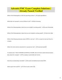 Adventis FMC Exam Complete Solutions: Practice Questions and Answers
