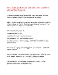 Globalization Study Guide: Key Concepts and Questions