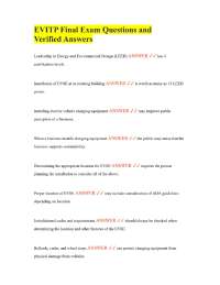 EVITP Final Exam Questions and Verified Answers