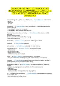 Packaging Innovations Exam: Correct Answers and Graded A+