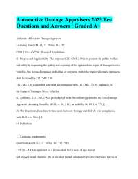 Automotive Damage Appraiser Licensing Exam: Questions and Answers