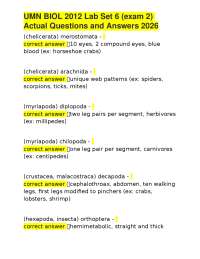 BIOL 2012 Lab Exam Q&A: Arthropods and Anatomy