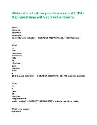 Water Distribution Practice Exam Questions and Answers
