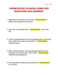 Cosmetology Clinical Exam Questions and Answers 2025
