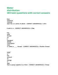 Water Distribution System Questions and Answers