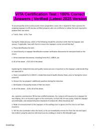 VITA Final Certification Test 2025/2026 | Verified Answers