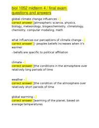 Global Climate Change: Exam Questions and Answers