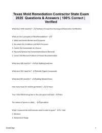 Texas Mold Remediation Contractor State Exam: 2025 Q&A