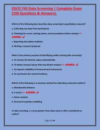 EDCO 745 Data Screening | Complete Exam (150 Questions & Answers).