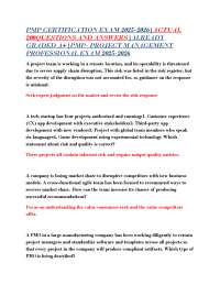 PMP Certification Exam Questions and Answers 2025-2026