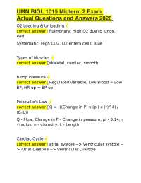 BIOL 1015 Midterm 2 Exam Questions and Answers