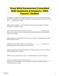 Texas Mold Assessment Consultant Exam Q&A: 100% Correct & Verified