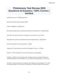 Phlebotomy Exam Review: Questions and Answers for Certification