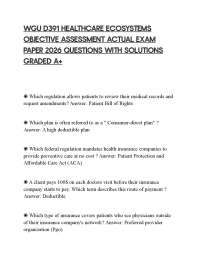WGU D391 HEALTHCARE ECOSYSTEMS OBJECTIVE ASSESSMENT ACTUAL EXAM PAPER 2026 QUESTIONS WITH