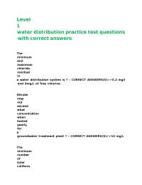 Water Distribution Practice Test Questions with Correct Answers