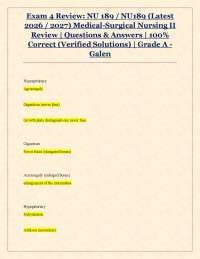Exam 4 Review: NU 189/NU189 - Key Concepts and Clinical Scenarios