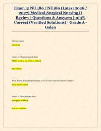 Exam 3: NU 189 / NU189 (Latest 2026 / 2027) Medical-Surgical Nursing II Review | Q & A