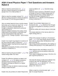 AQA A-Level Physics Paper 1: Comprehensive Test Questions and Answers