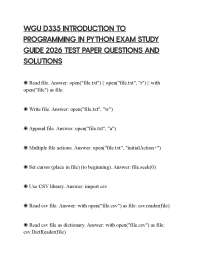 WGU D335 INTRODUCTION TO PROGRAMMING IN PYTHON EXAM STUDY GUIDE 2026 TEST PAPER QUESTIONS