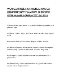 WGU C224 RESEARCH FOUNDATIONS OA COMPREHENSIVE EXAM 2026 QUESTIONS WITH ANSWERS GUARANTEED