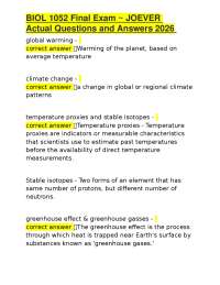 BIOL 1052 Final Exam: Climate Change Q&A